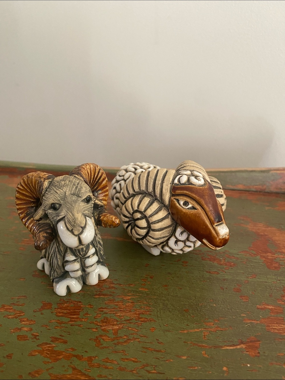 Ram Sheep Figurines Handcrafted Folk Art - Picture 5 of 10